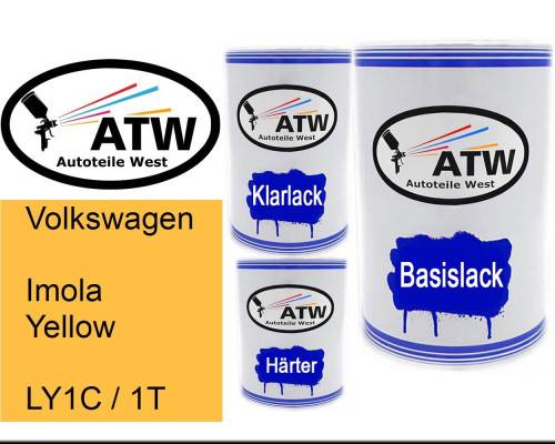 Volkswagen, Imola Yellow, LY1C / 1T: 500ml Lackdose + 500ml Klarlack + 250ml Härter - Set, von ATW Autoteile West.